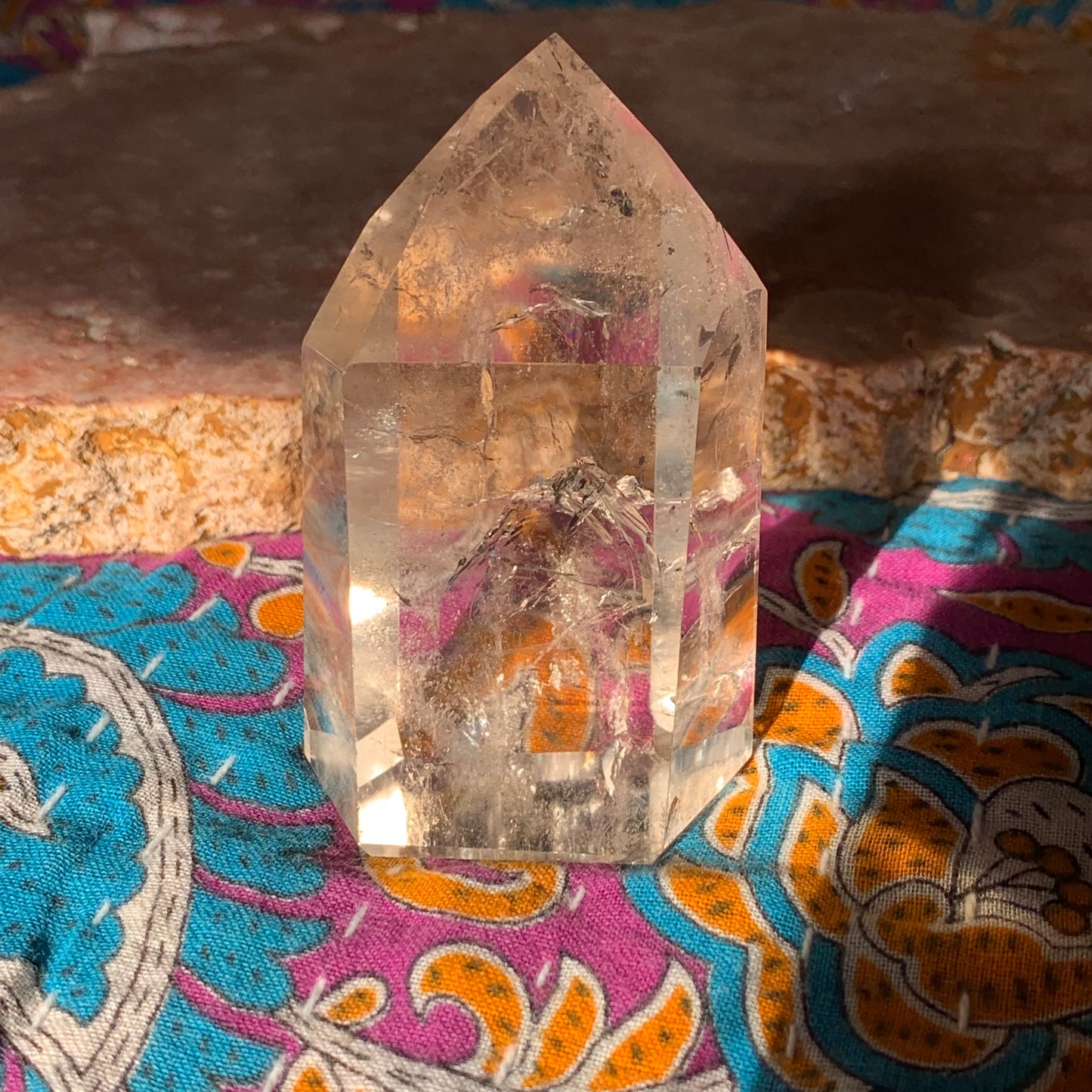 Light Smoky Quartz Tower with Fine Rutile, Phantoms and Rainbows