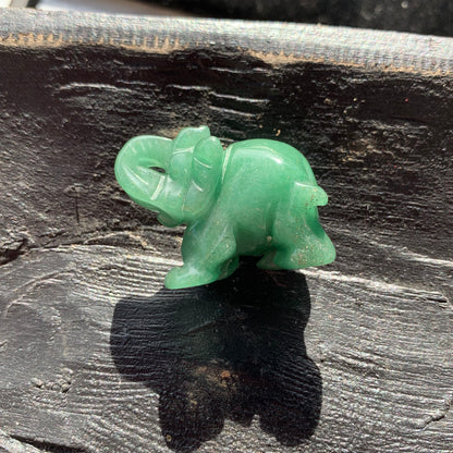 Elephant Carvings - Choose from Green Aventurine, Lepidolite, Moss Agate, Rose Quartz, Black Obsidian