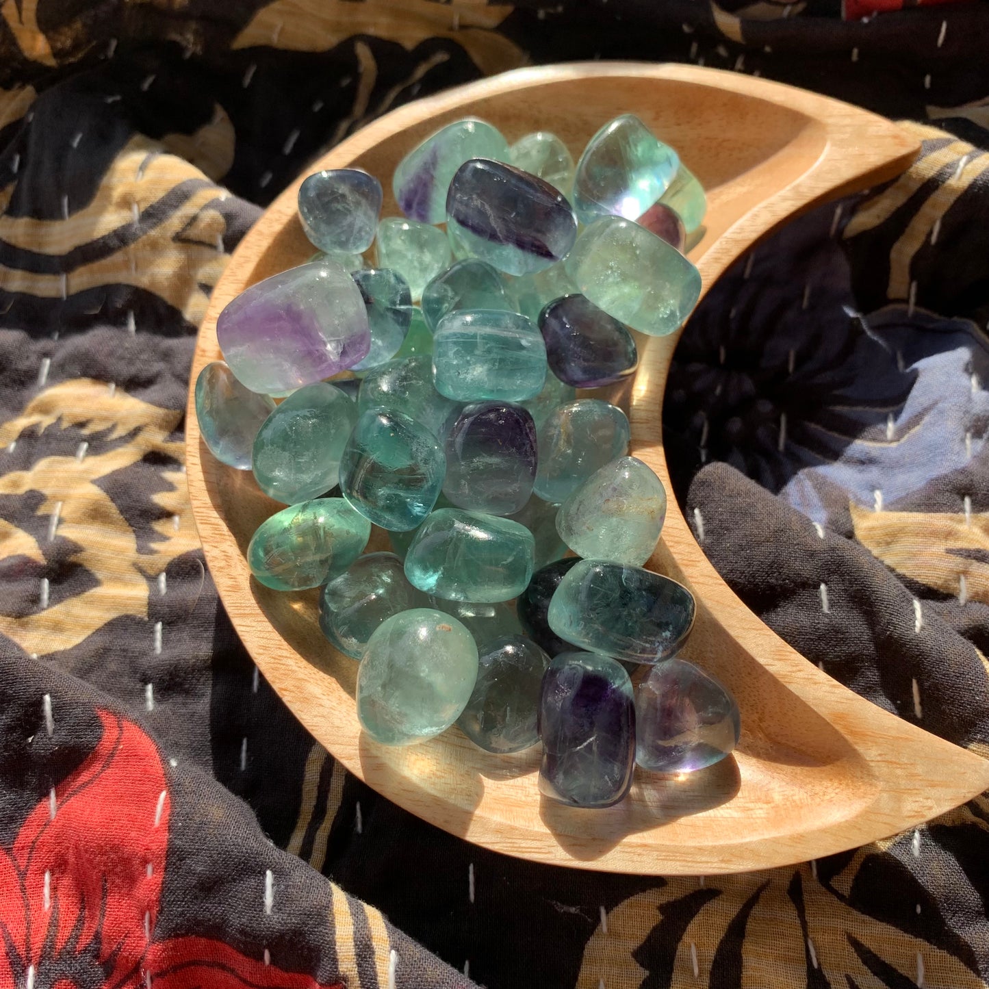 Green + Purple Fluorite Tumbles