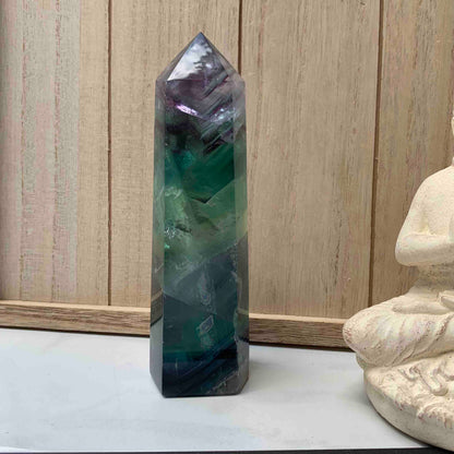 Amazing Clear, Purple + Green Rainbow Fluorite Tower with Stunning Rainbows