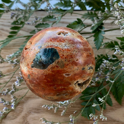 Blue Apatite + Orange Calcite Sphere + Tower Set