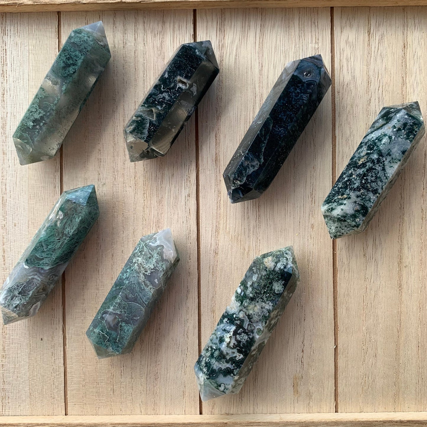 Moss Agate Double Terminated Points