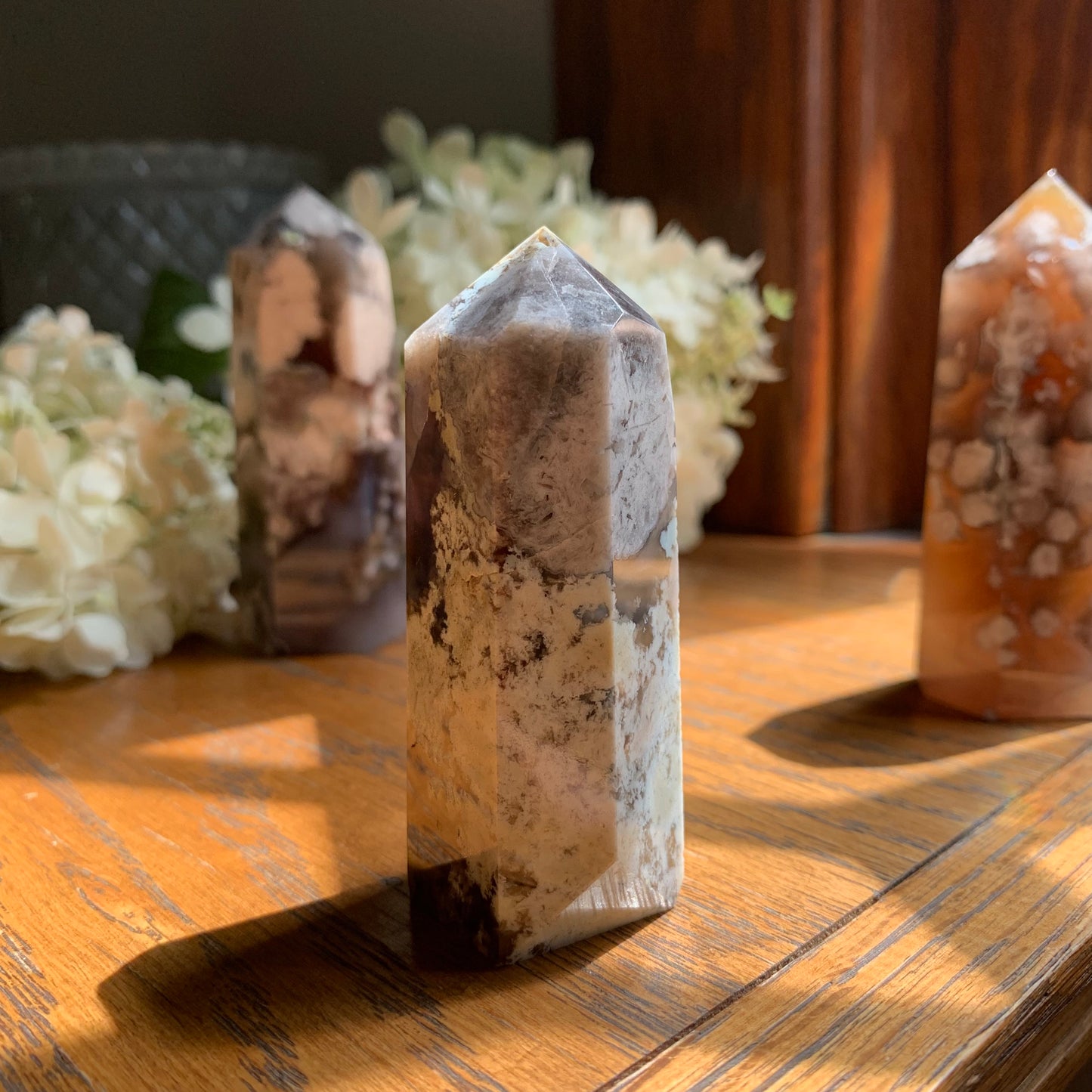 Black Flower Agate Towers