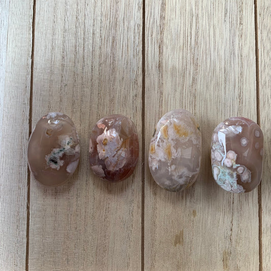 Flower Agate Palm Stones - Mini Size // 1.5" h x 1" w