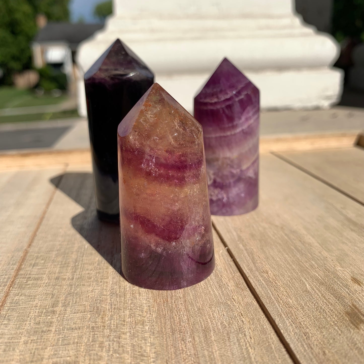 Banded Fluorite Pencil Towers - Purple, Clear, Magenta, Orange // Multiple Sizes