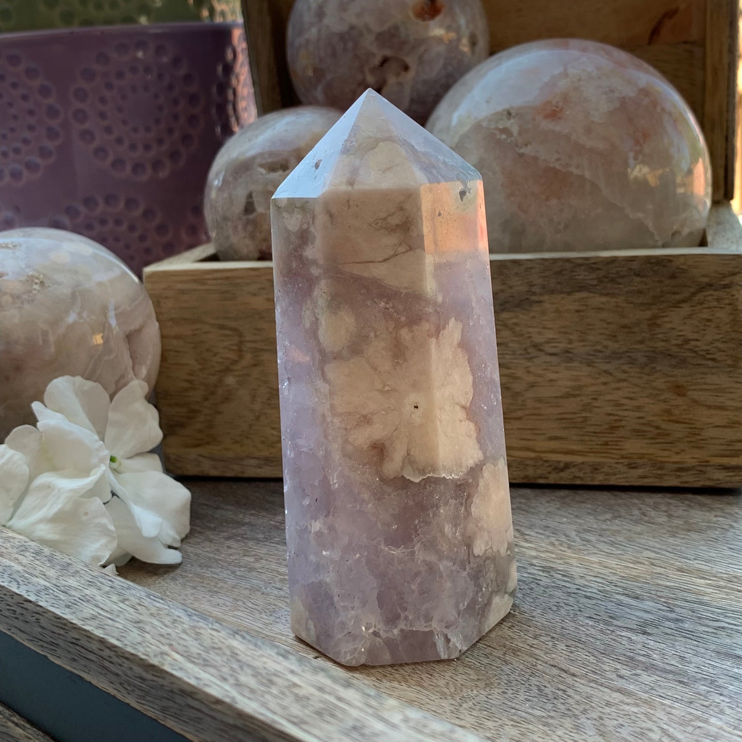 Amethyst x Flower Agate Tower