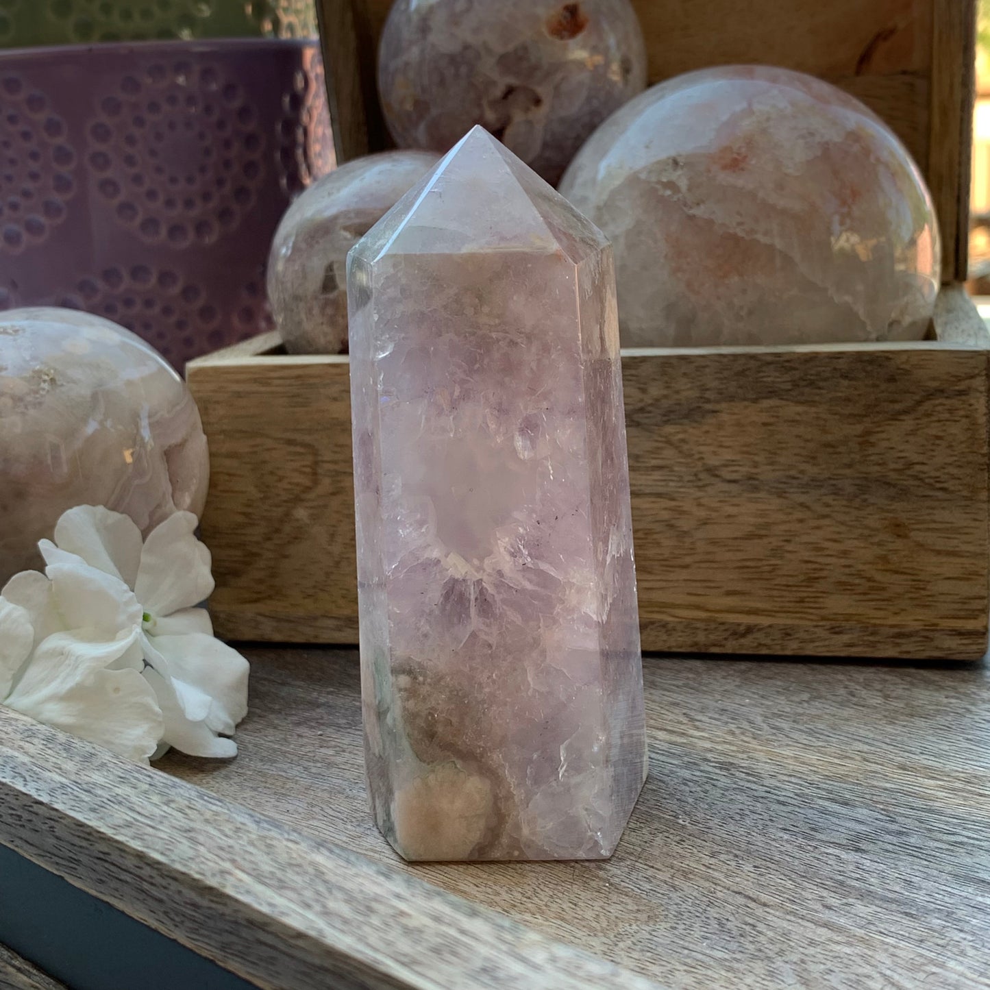 Amethyst x Flower Agate Tower