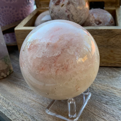 Amethyst x Flower Agate Sphere // Light Pink + White with Quartz // Almost 2lbs!