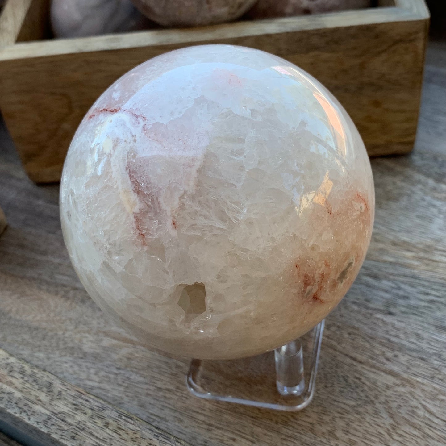 Amethyst x Flower Agate Sphere // Light Pink + White with Quartz // Almost 2lbs!