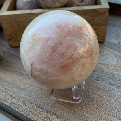 Amethyst x Flower Agate Sphere // Light Pink + White with Quartz // Almost 2lbs!