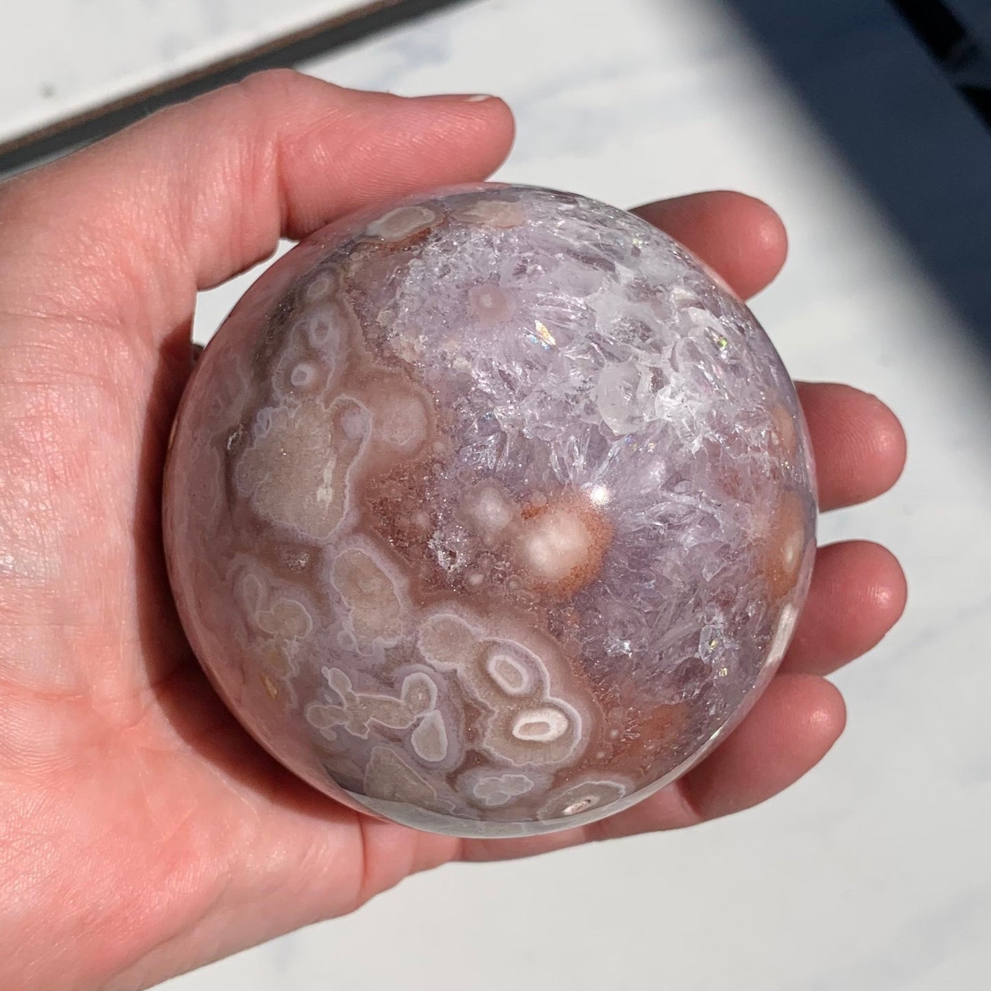 Amethyst + Flower Agate Sphere