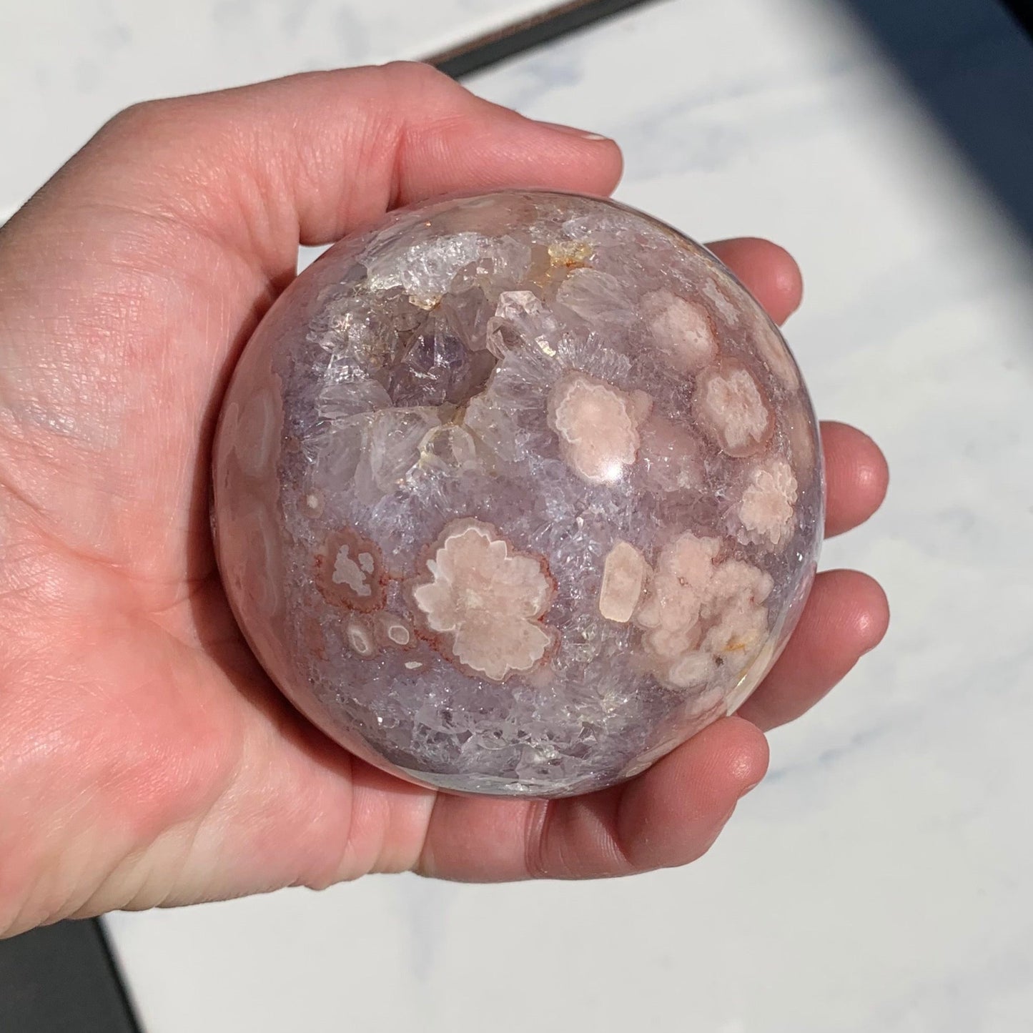 Amethyst + Flower Agate Sphere