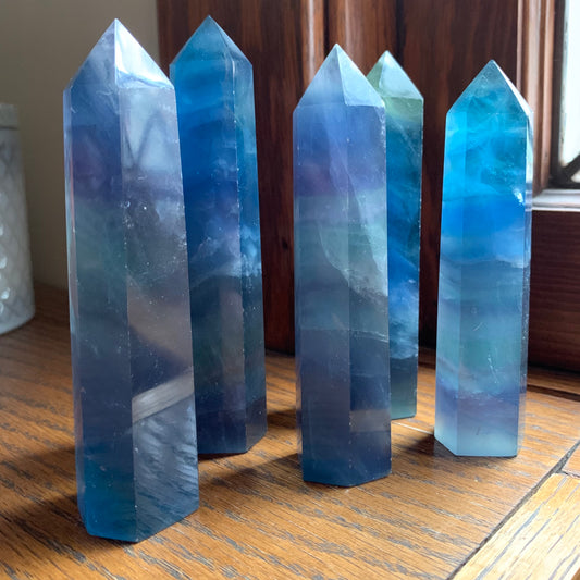 Ocean Blue Banded Fluorite Towers