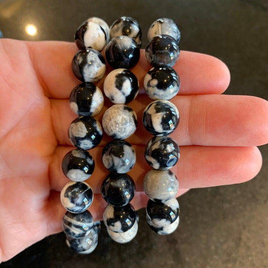 Orca Agate Bead Bracelets // 7.5" bracelet + 8.5mm bead