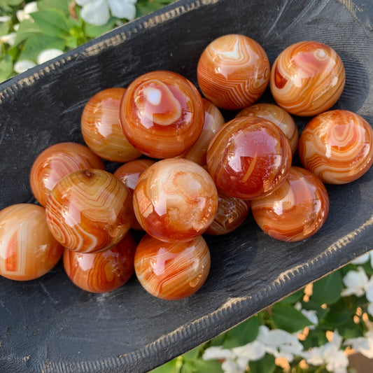 Banded Carnelian Spheres - 30mm