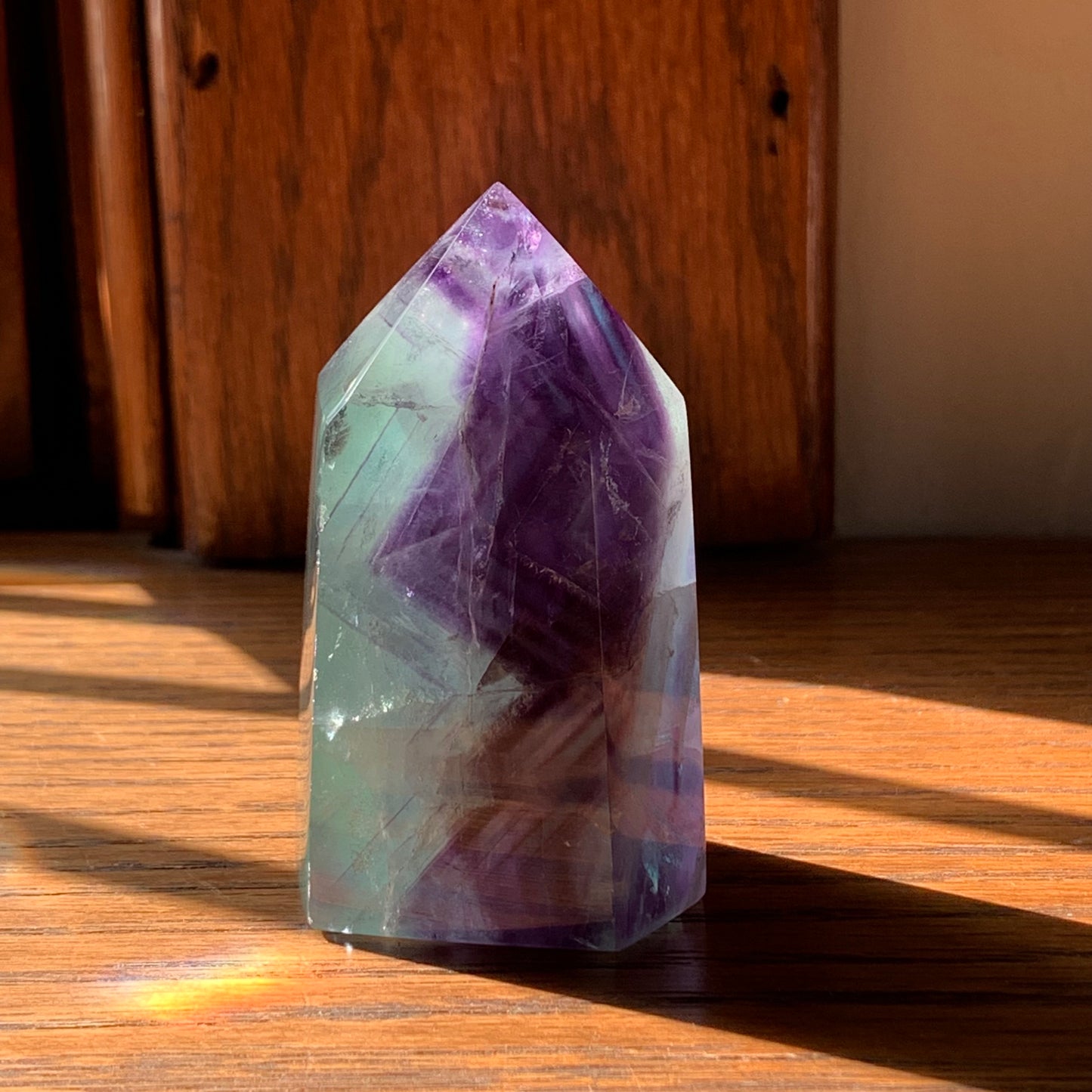 Aqua + Purple  Fluorite Tower // Little Nugget with Amazing Stairstep, Clarity, Polish + Rainbows