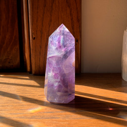 Purple w/Blue Fluorite Tower // Gorgeous Stairstep Pattern, Clear Fluorite, Rainbows