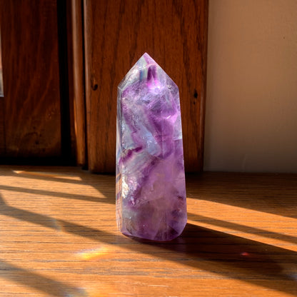 Purple w/Blue Fluorite Tower // Gorgeous Stairstep Pattern, Clear Fluorite, Rainbows