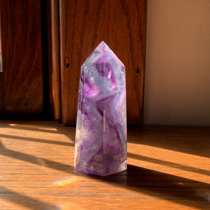 Purple w/Blue Fluorite Tower // Gorgeous Stairstep Pattern, Clear Fluorite, Rainbows