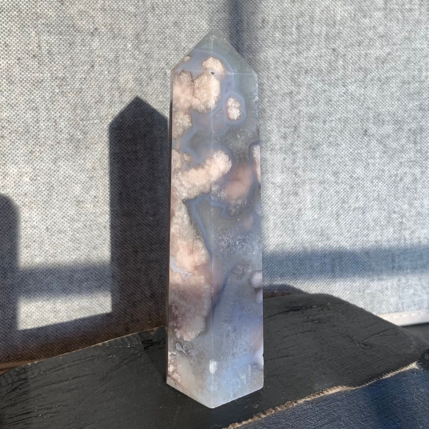 Black Flower Agate x Green Quartz Tower // Amazingly Unique + Rare