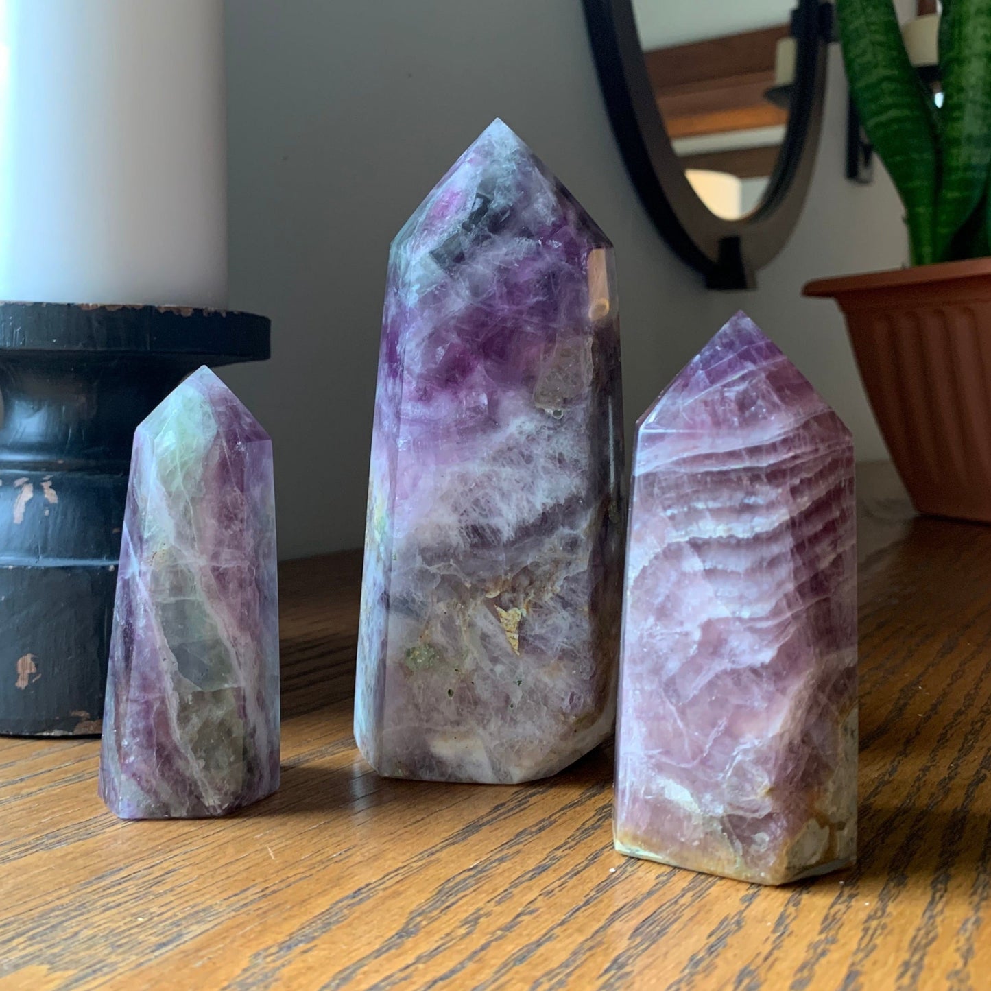 Rainbow Fluorite Towers - Green and Purple Family