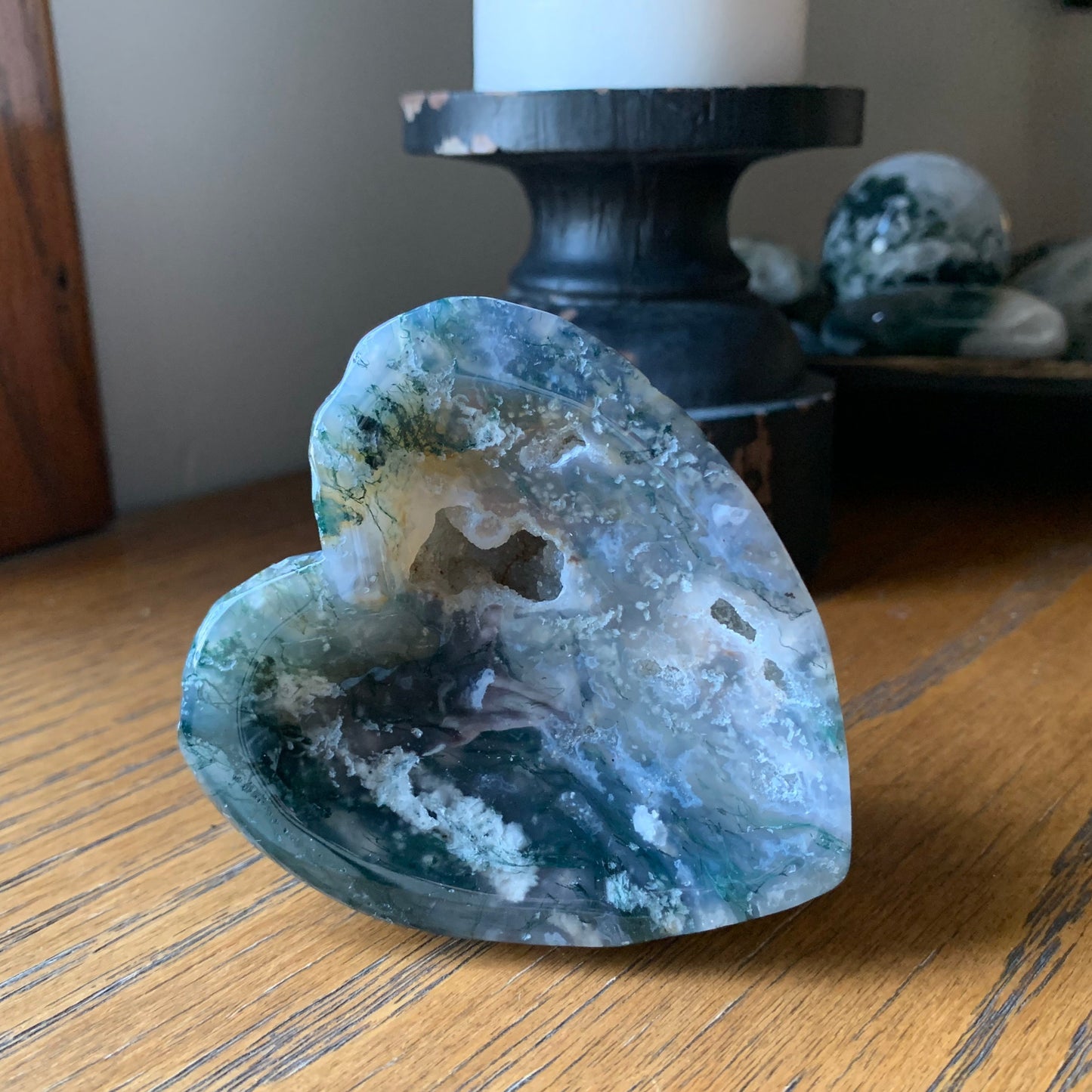 Moss Agate Heart Bowl