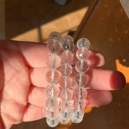 Faceted Clear Quartz Bracelets // 10mm + 7.5" bracelet