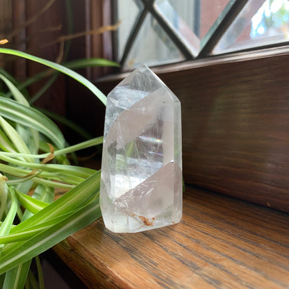 Clear Fluorite Towers with Light Golden Healer // Clear + Rainbowy // Small Touches of Golden Healer