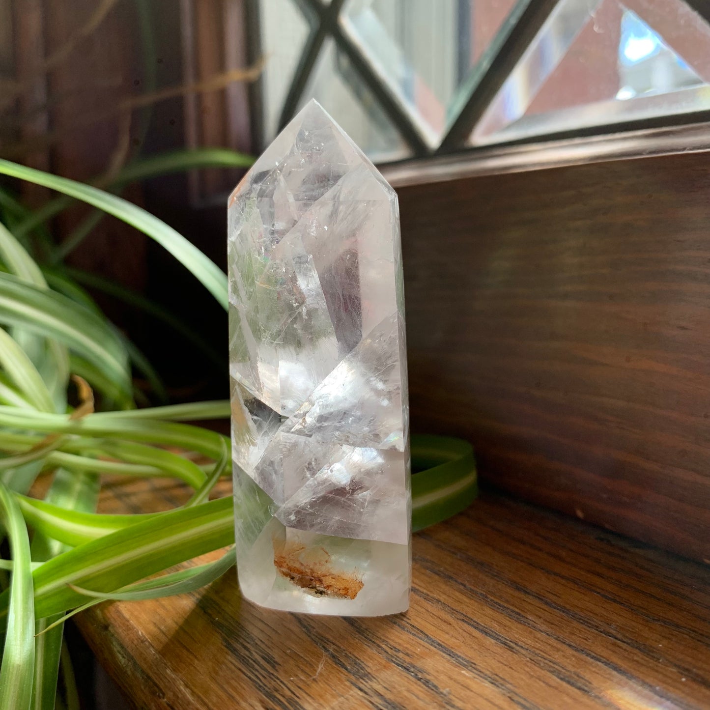 Clear Fluorite Towers with Light Golden Healer // Clear + Rainbowy // Small Touches of Golden Healer