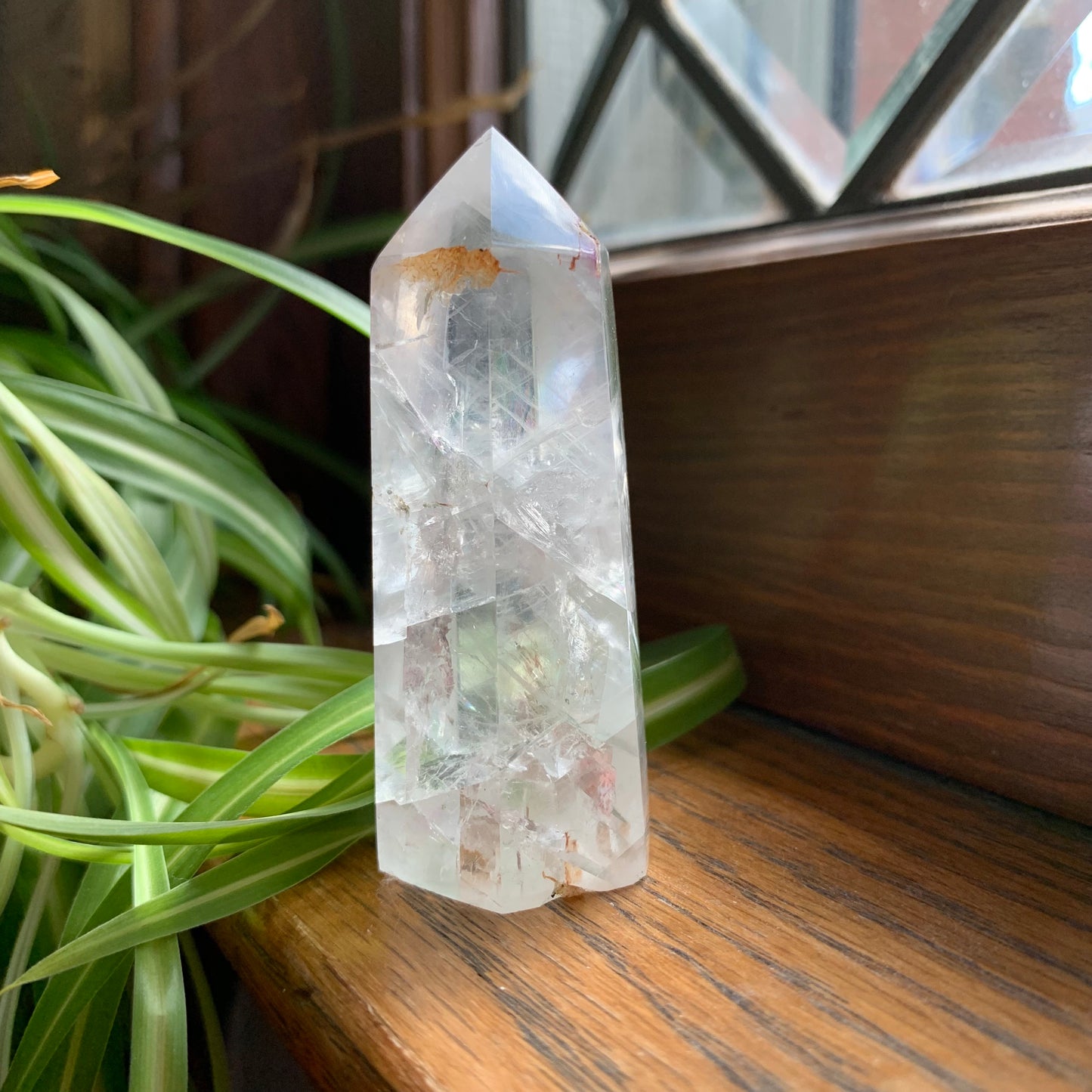 Clear Fluorite Towers with Light Golden Healer // Clear + Rainbowy // Small Touches of Golden Healer