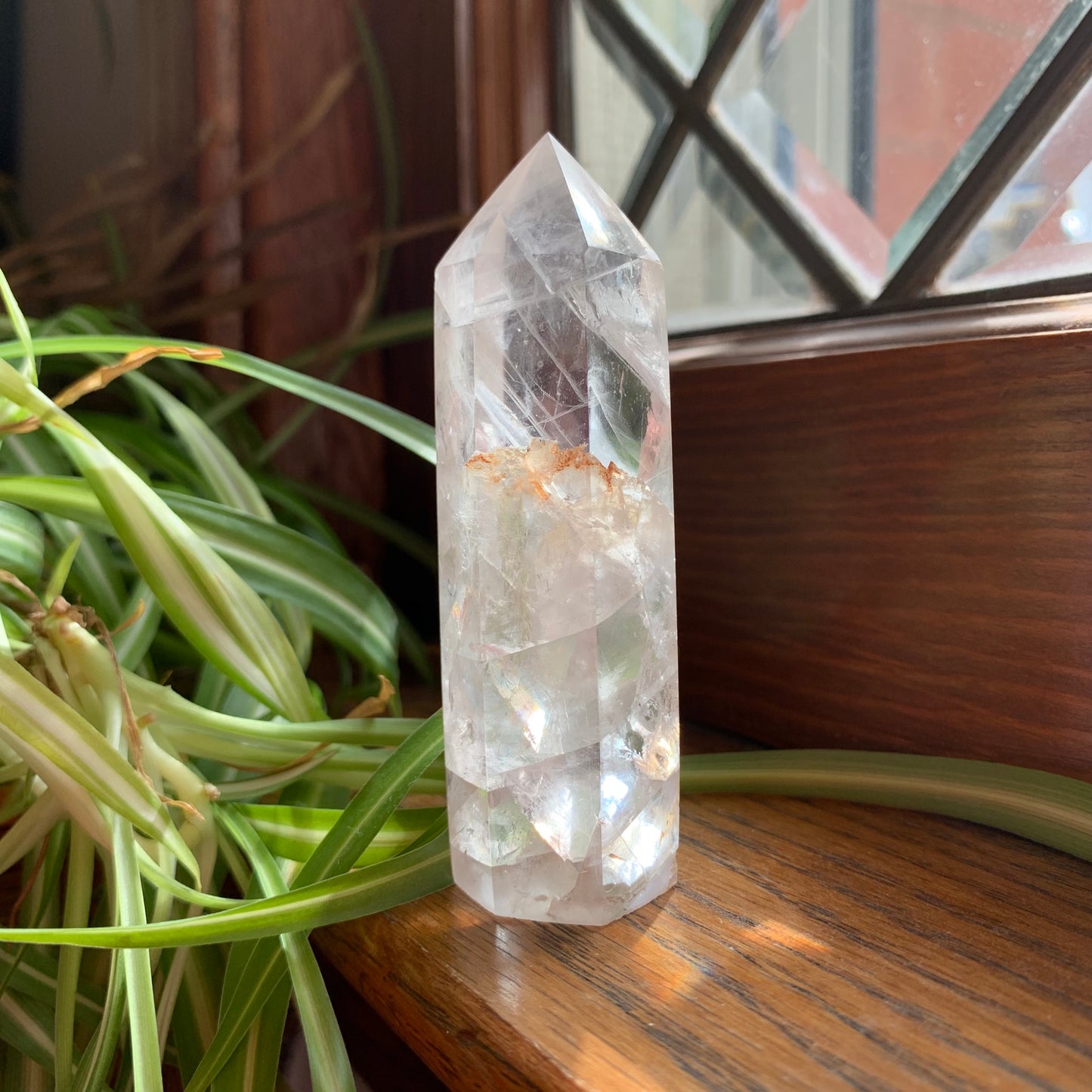 Clear Fluorite Towers with Light Golden Healer // Clear + Rainbowy // Small Touches of Golden Healer