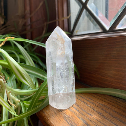 Clear Fluorite Towers with Light Golden Healer // Clear + Rainbowy // Small Touches of Golden Healer