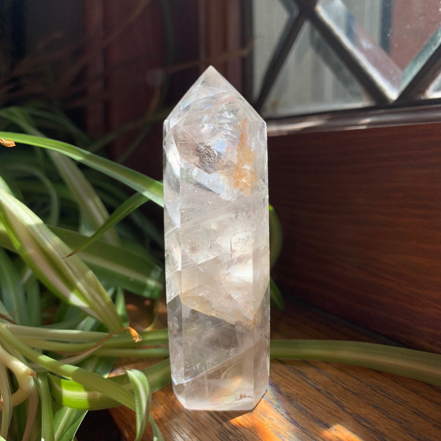 Clear Fluorite Towers with Light Golden Healer // Clear + Rainbowy // Small Touches of Golden Healer