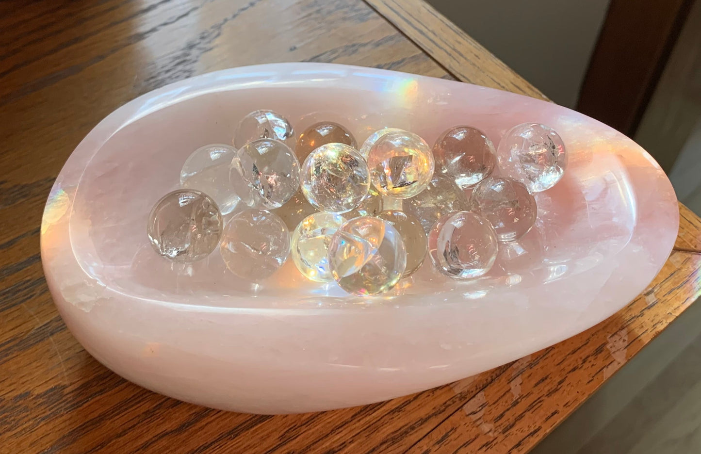 Mini Clear Quartz Spheres with Rainbows