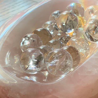 Mini Clear Quartz Spheres with Rainbows