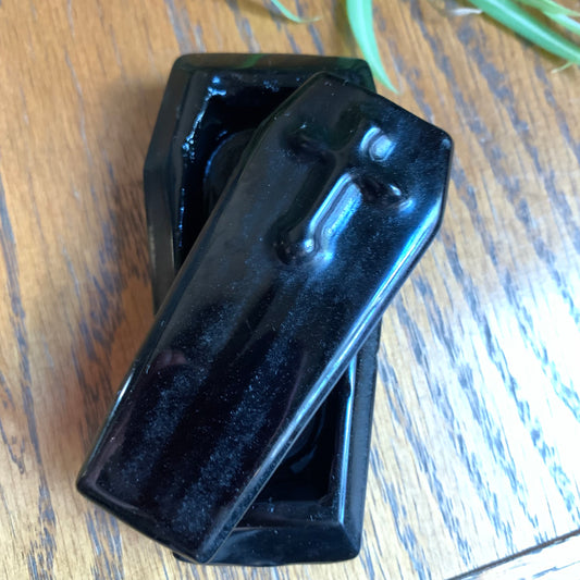 Black Obsidian Coffin with Lid