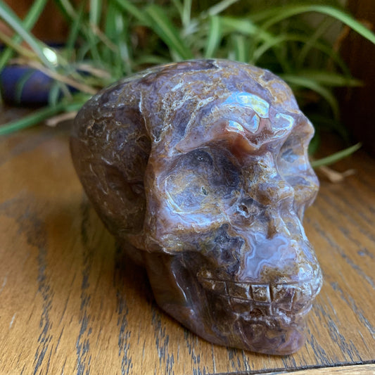 Purple Moss Agate Skull