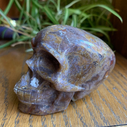 Purple Moss Agate Skull