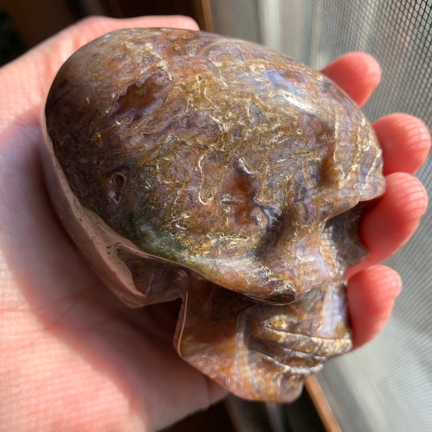 Purple Moss Agate Skull