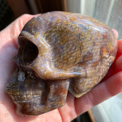 Purple Moss Agate Skull