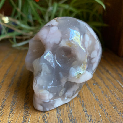 Black Flower Agate Skull