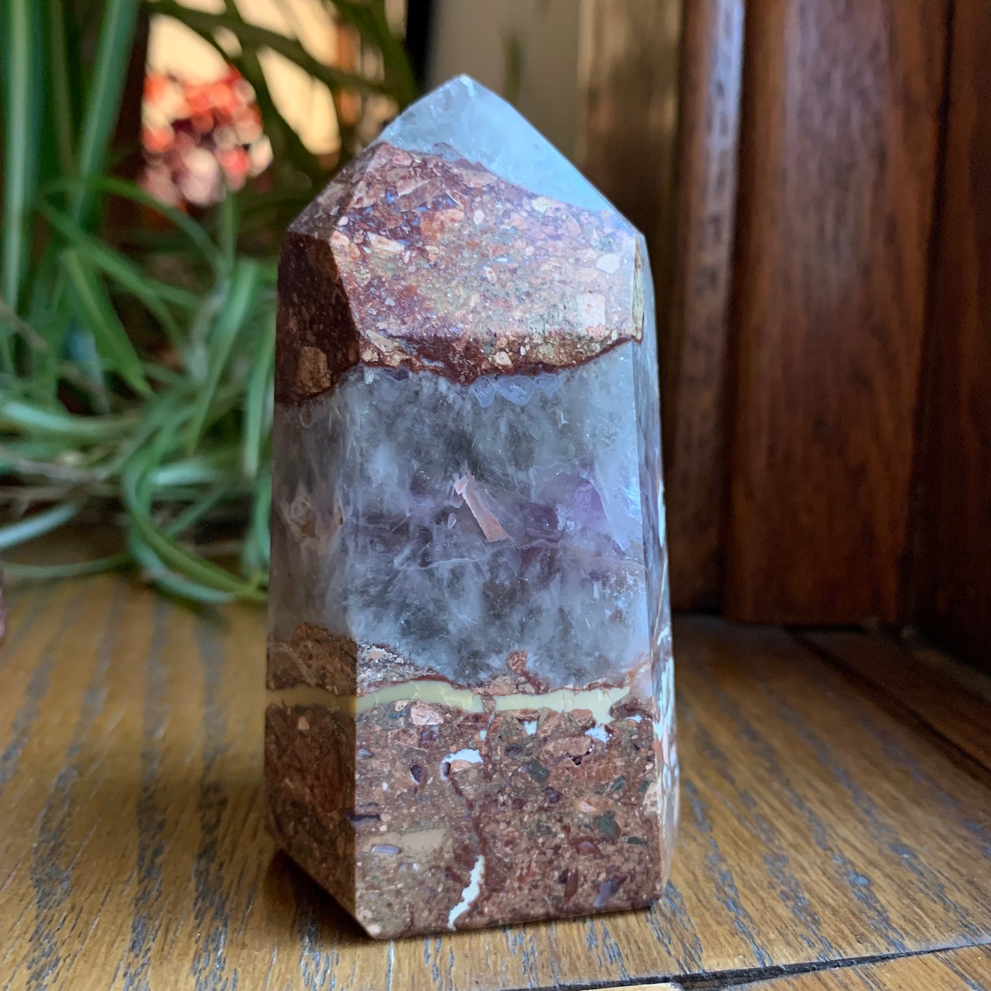 Mosaic Chalcedony Quartz x Smoky Amethyst Towers