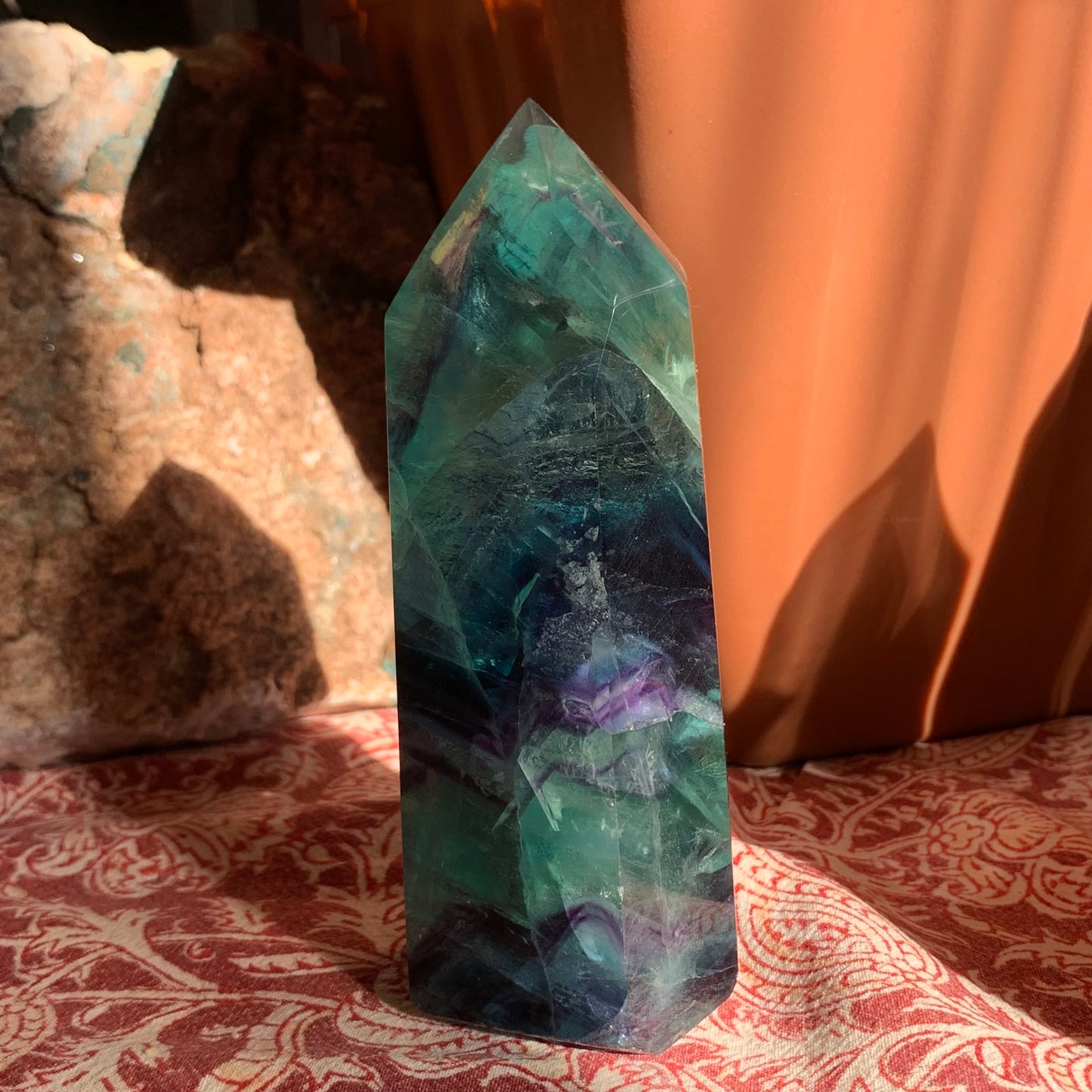 Blue, Green + Purple Fluorite Tower // Amazing Clarity, Polish + Rainbows