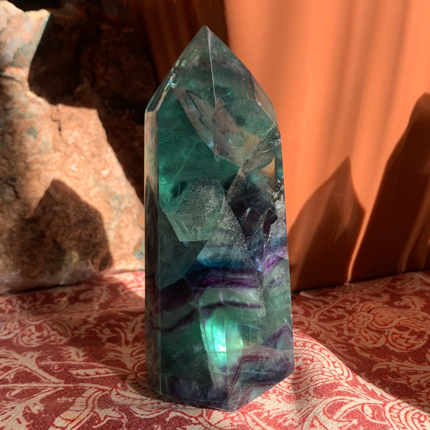 Blue, Green + Purple Fluorite Tower // Amazing Clarity, Polish + Rainbows