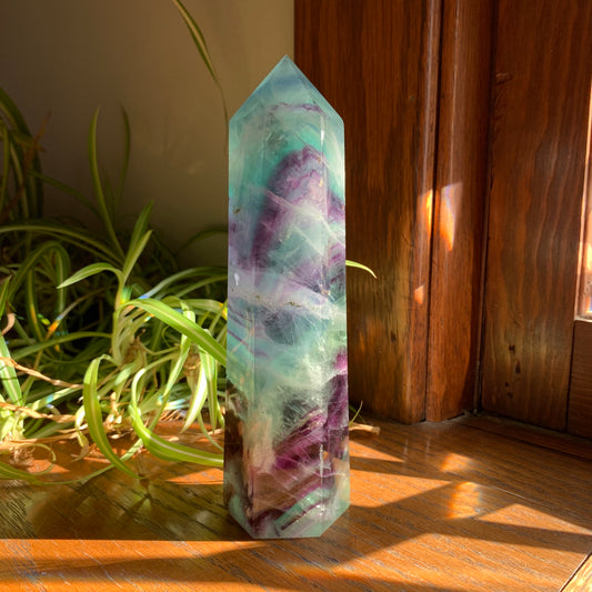 Purple + Aqua Fluorite Tower // Amazing Clarity, Polish + Rainbows