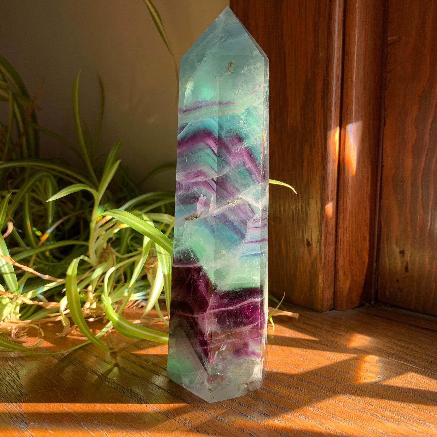 Purple + Aqua Fluorite Tower // Amazing Clarity, Polish + Rainbows