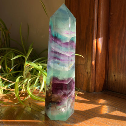 Purple + Aqua Fluorite Tower // Amazing Clarity, Polish + Rainbows