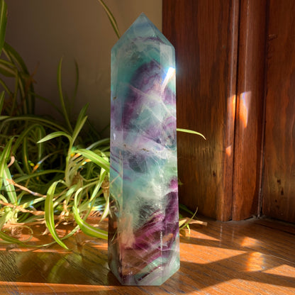 Purple + Aqua Fluorite Tower // Amazing Clarity, Polish + Rainbows