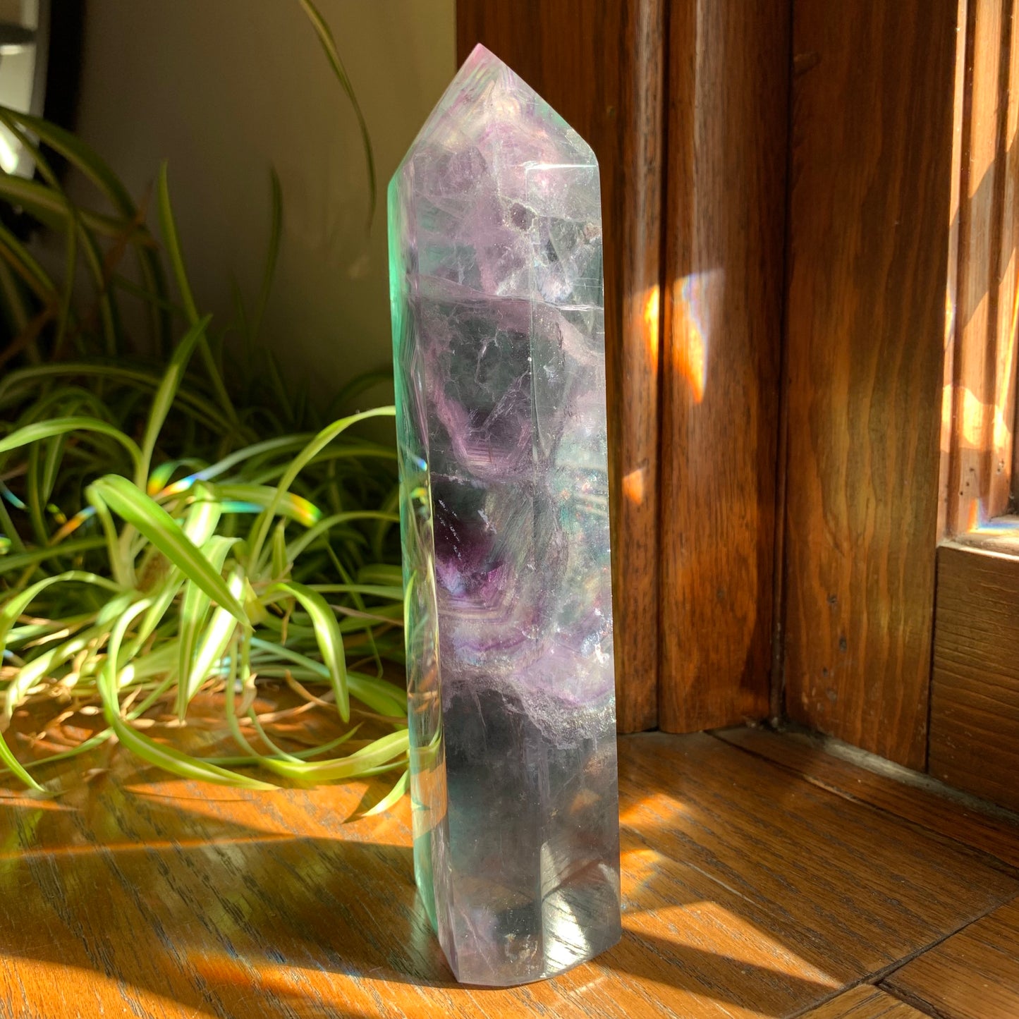 Purple + Green Fluorite Tower // Amazing Clarity, Polish + Rainbows