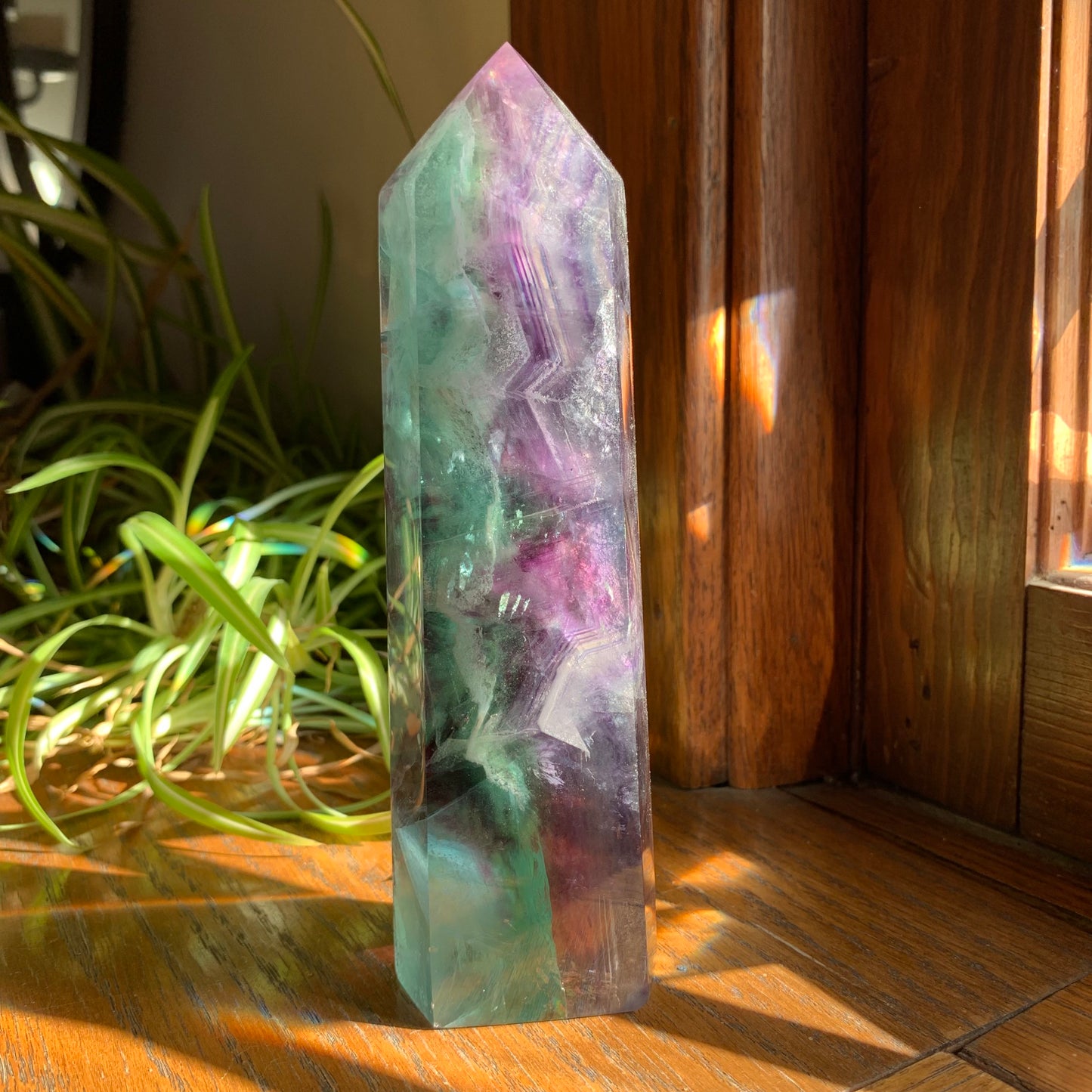 Purple + Green Fluorite Tower // Amazing Clarity, Polish + Rainbows